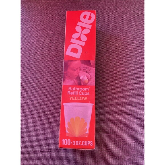 VTG Dixie 3 oz Bath Cups 100 Count 1974 Yellow Floral Peacock Sealed In Box NOS - Picture 3 of 6